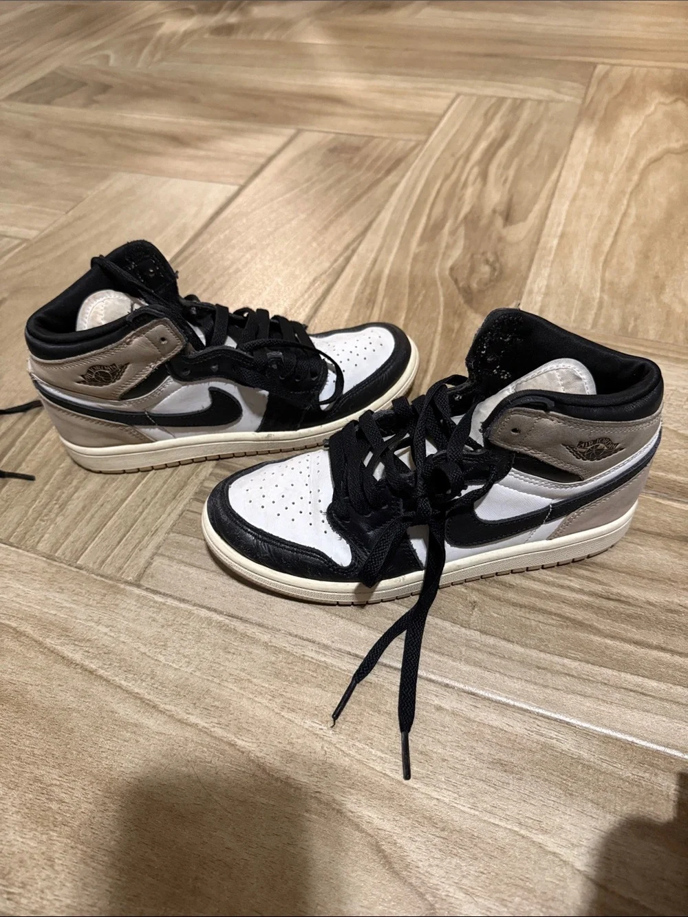 Jordan Kids Black White Taupe High-Top Sneakers